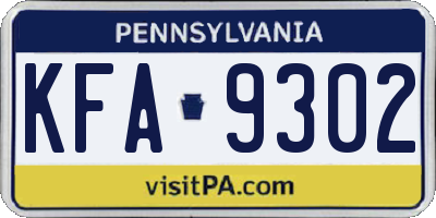 PA license plate KFA9302