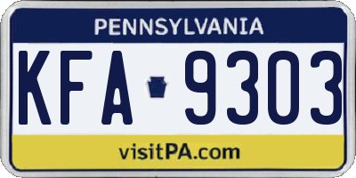 PA license plate KFA9303