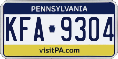 PA license plate KFA9304
