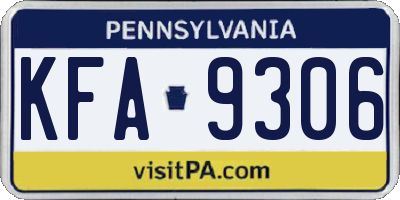 PA license plate KFA9306