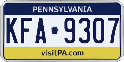 PA license plate KFA9307