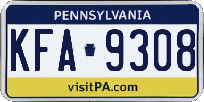 PA license plate KFA9308
