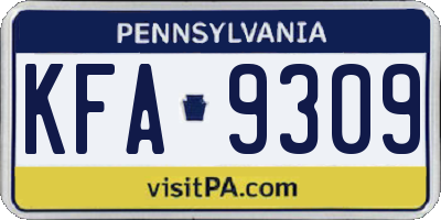 PA license plate KFA9309