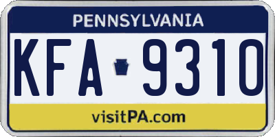 PA license plate KFA9310