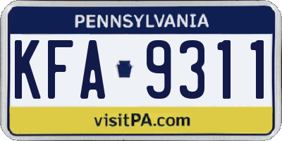 PA license plate KFA9311