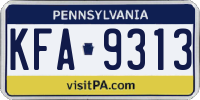 PA license plate KFA9313