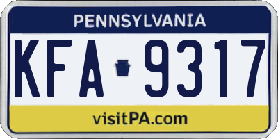 PA license plate KFA9317