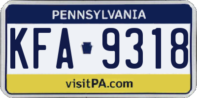 PA license plate KFA9318
