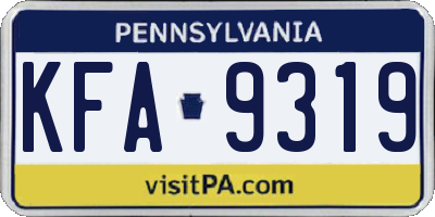 PA license plate KFA9319