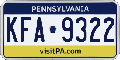 PA license plate KFA9322