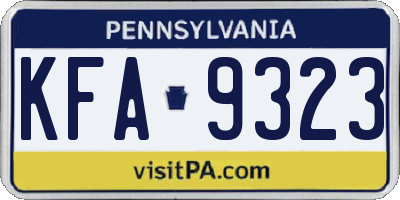 PA license plate KFA9323
