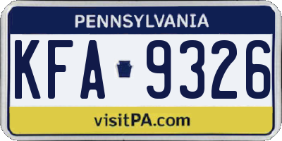 PA license plate KFA9326