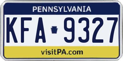 PA license plate KFA9327