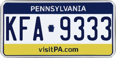 PA license plate KFA9333