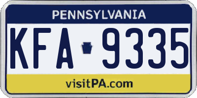 PA license plate KFA9335