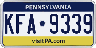 PA license plate KFA9339