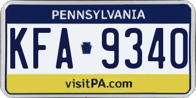 PA license plate KFA9340
