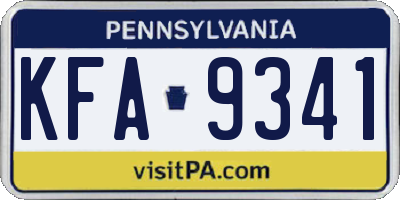 PA license plate KFA9341