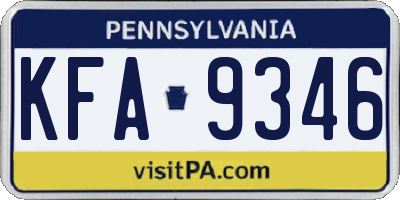 PA license plate KFA9346