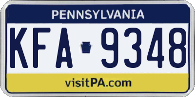 PA license plate KFA9348