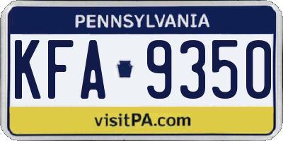 PA license plate KFA9350