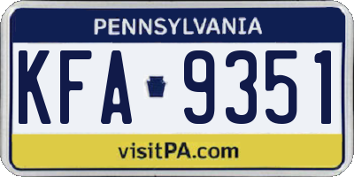 PA license plate KFA9351