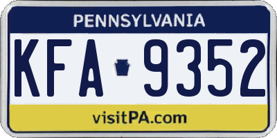 PA license plate KFA9352