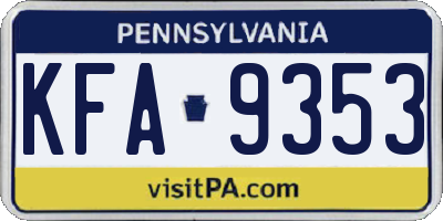 PA license plate KFA9353