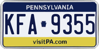 PA license plate KFA9355