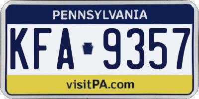 PA license plate KFA9357