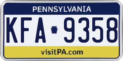 PA license plate KFA9358