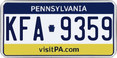 PA license plate KFA9359