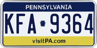 PA license plate KFA9364
