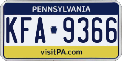 PA license plate KFA9366