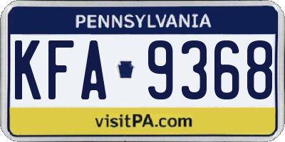 PA license plate KFA9368