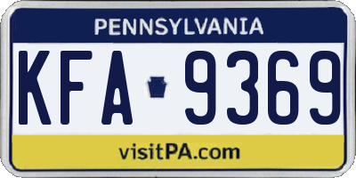 PA license plate KFA9369