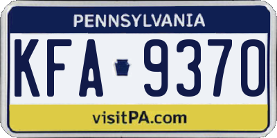 PA license plate KFA9370