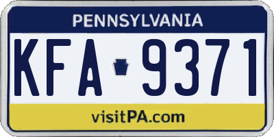 PA license plate KFA9371