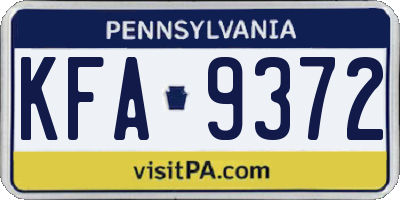PA license plate KFA9372