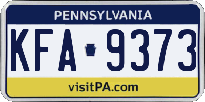 PA license plate KFA9373