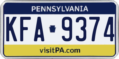 PA license plate KFA9374