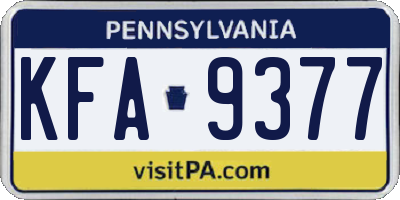 PA license plate KFA9377