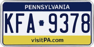 PA license plate KFA9378