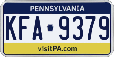 PA license plate KFA9379