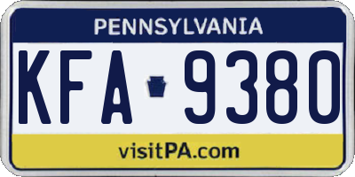 PA license plate KFA9380