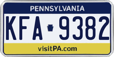 PA license plate KFA9382