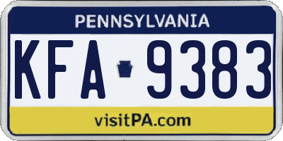 PA license plate KFA9383