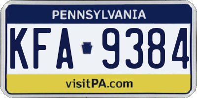 PA license plate KFA9384