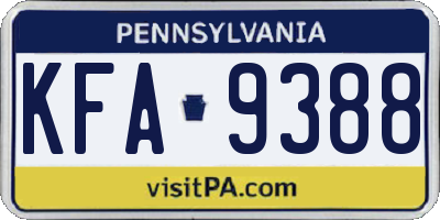 PA license plate KFA9388