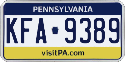 PA license plate KFA9389